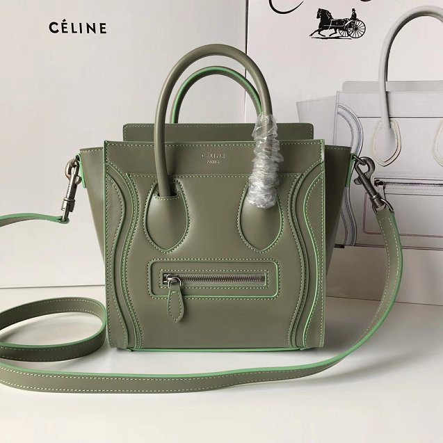 Celine original smooth calfskin nano luggage bag 189243 light green