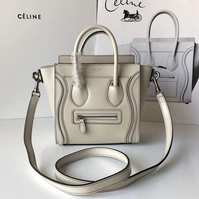 Celine original smooth calfskin nano luggage bag 189243 white