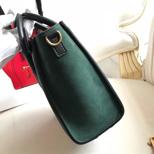 Celine original calfskin nano luggage bag 189243 apricot&black&green