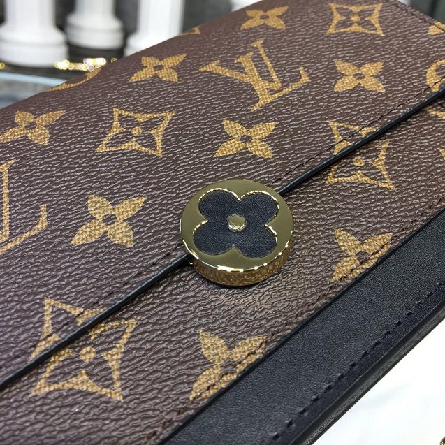 2019 louis vuitton original monogram Flore chain wallet M67404 black