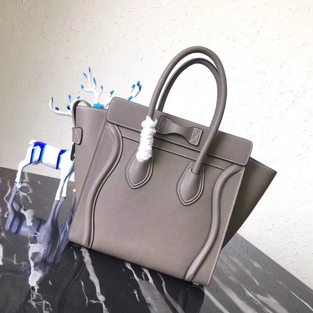 Celine original grained calfskin micro luggage handbag 189793 grey