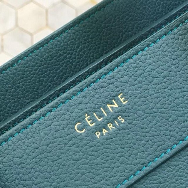 Celine original grained calfskin micro luggage handbag 189793 lake blue
