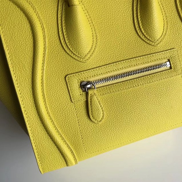 Celine original grained calfskin micro luggage handbag 189793 yellow