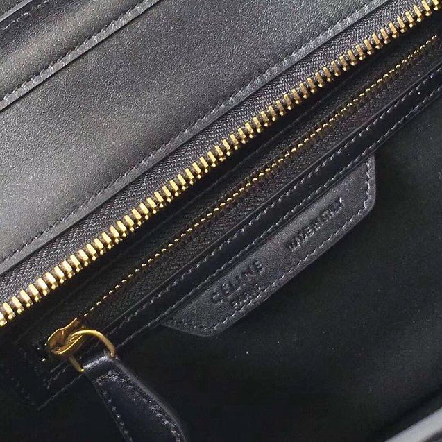 Celine original smooth&grained calfskin micro luggage handbag 189793 black
