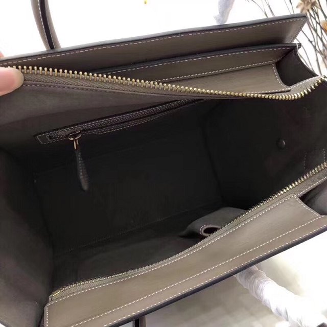 Celine original smooth&grained calfskin micro luggage handbag 189793 dark grey