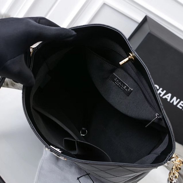 2020 CC original calfskin hobo handbag AS0414 black