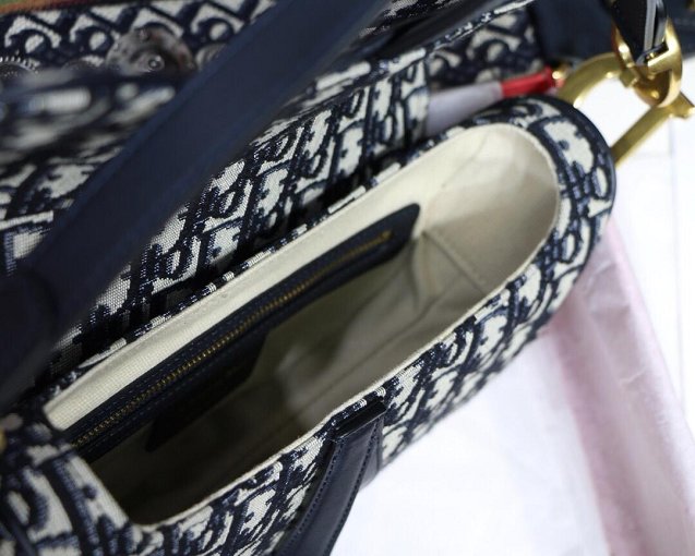 2019 Dior original canvas mini saddle bag M0447 dark blue