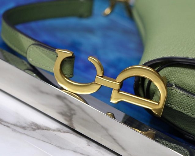 2019 Dior original grained calfskin mini saddle bag M0447 light green
