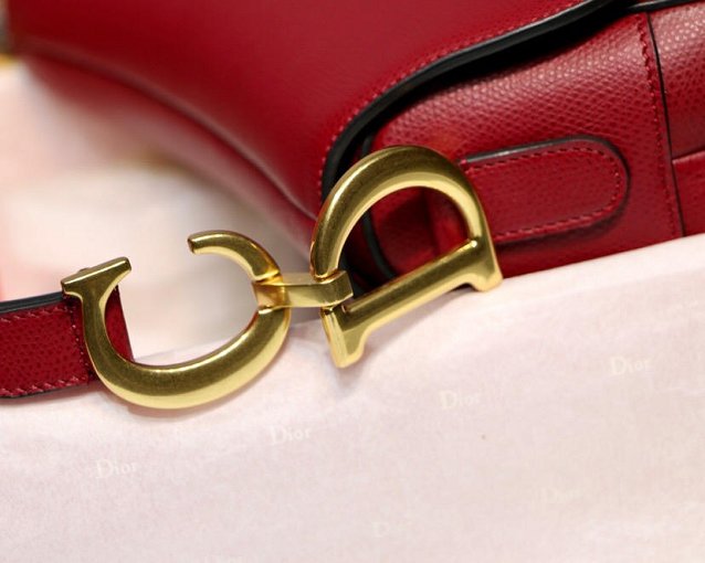 2019 Dior original grained calfskin mini saddle bag M0447 wine red