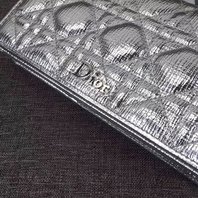 2019 Lady dior original lambskin clutch S0205 silver