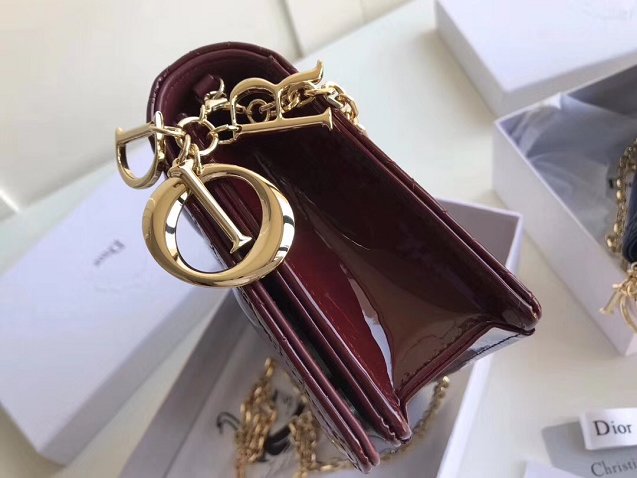 2019 Lady dior original patent calfskin clutch S0204 burgundy