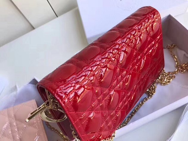 2019 Lady dior original patent calfskin clutch S0204 red