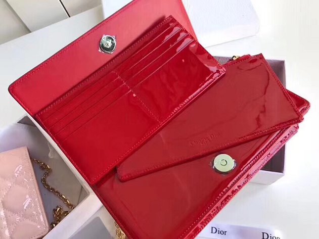 2019 Lady dior original patent calfskin clutch S0204 red