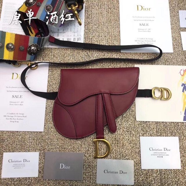 2019 Dior original calfskin saddle belt bag S5632 burgundy