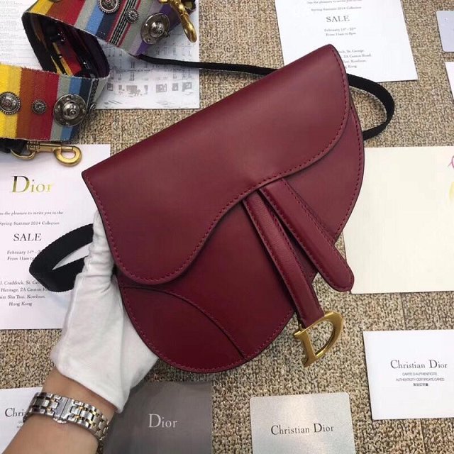 2019 Dior original calfskin saddle belt bag S5632 burgundy