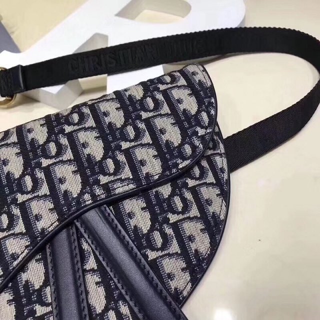2019 Dior original canvas saddle belt bag S5632 navy blue