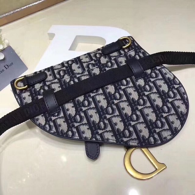 2019 Dior original canvas saddle belt bag S5632 navy blue