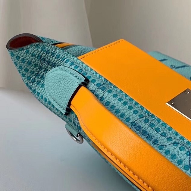 Hermes original handmade printed togo leather kelly 2424 bag H03699 blue