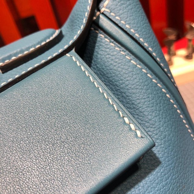 2019 Hermes original handmade togo leather kelly 2424 bag H03699 light blue