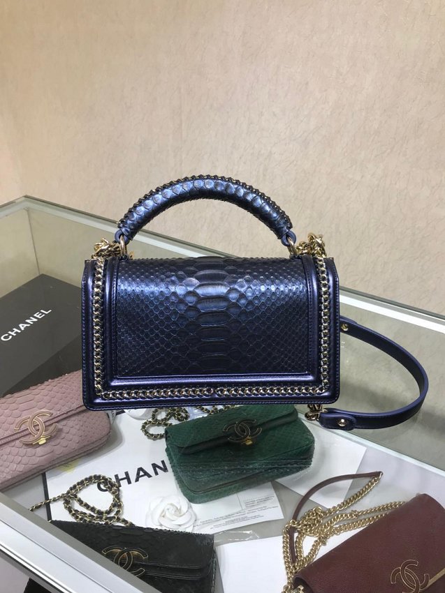 CC original python leather le boy handbag A94804 blue