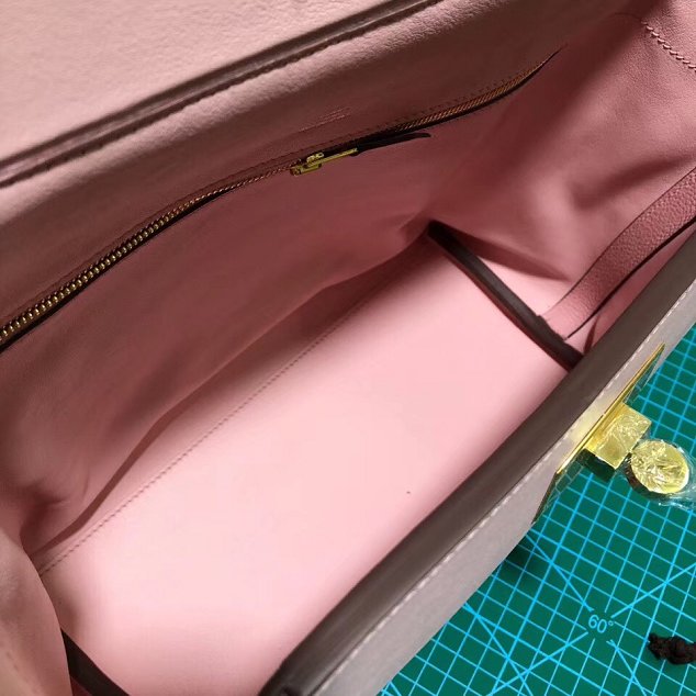 2019 Hermes original handmade printed togo leather kelly 2424 bag H03699 pink