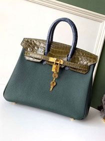 Hermes original handmade crocodile togo leather birkin bag H0035 green