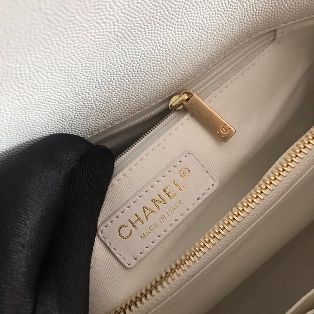 2019 CC original grained calfskin large coco handle bag A92991 white