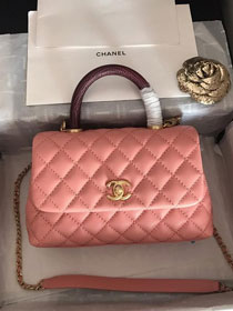 2019 CC original grained calfskin small coco handle bag A92990 pink