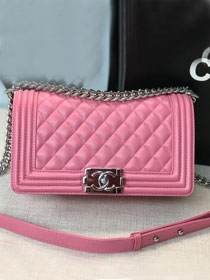 CC original lambskin boy medium handbag 67086 pink(shiny metal)