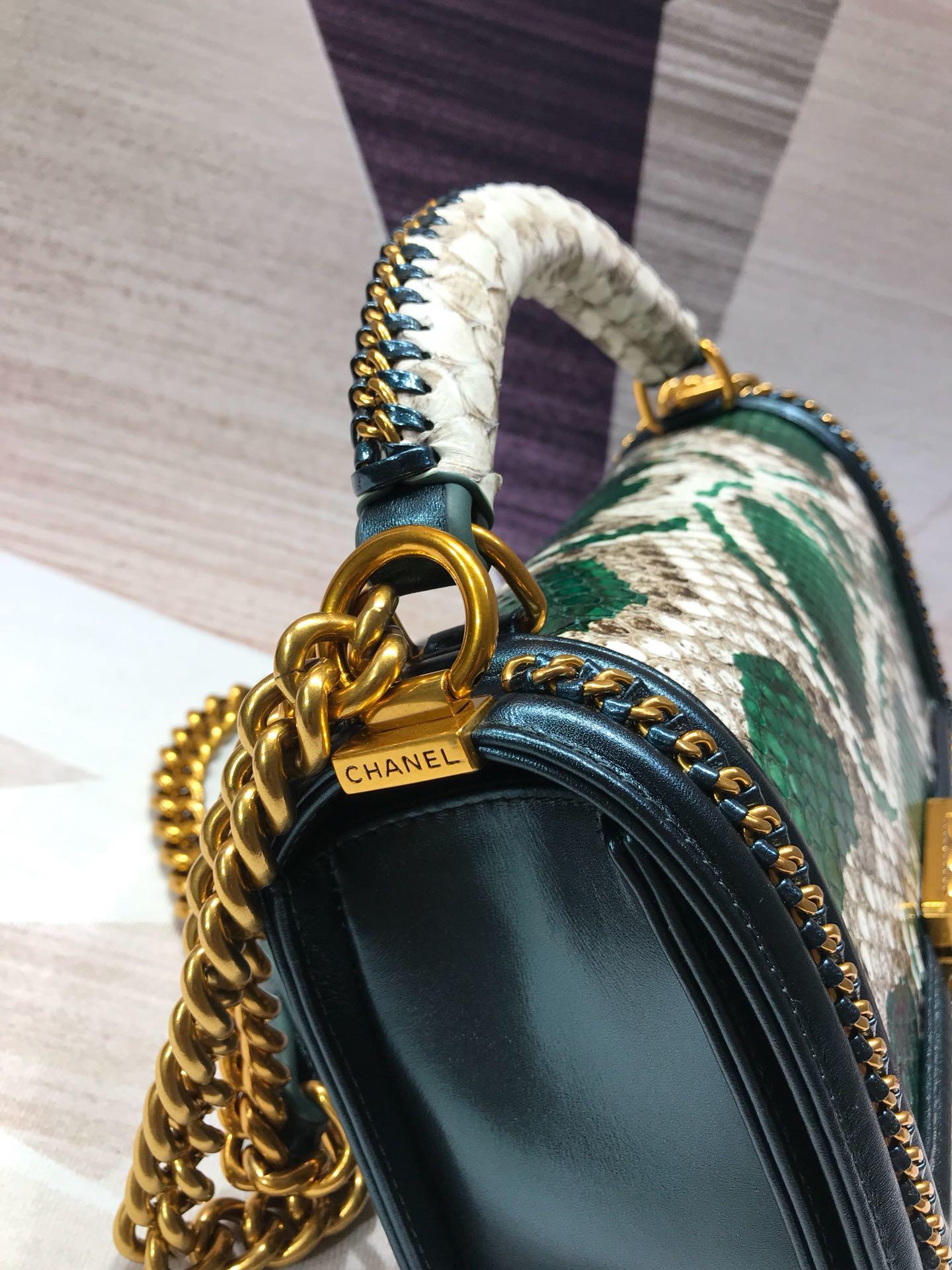 CC original python leather medium boy handbag A94804 green
