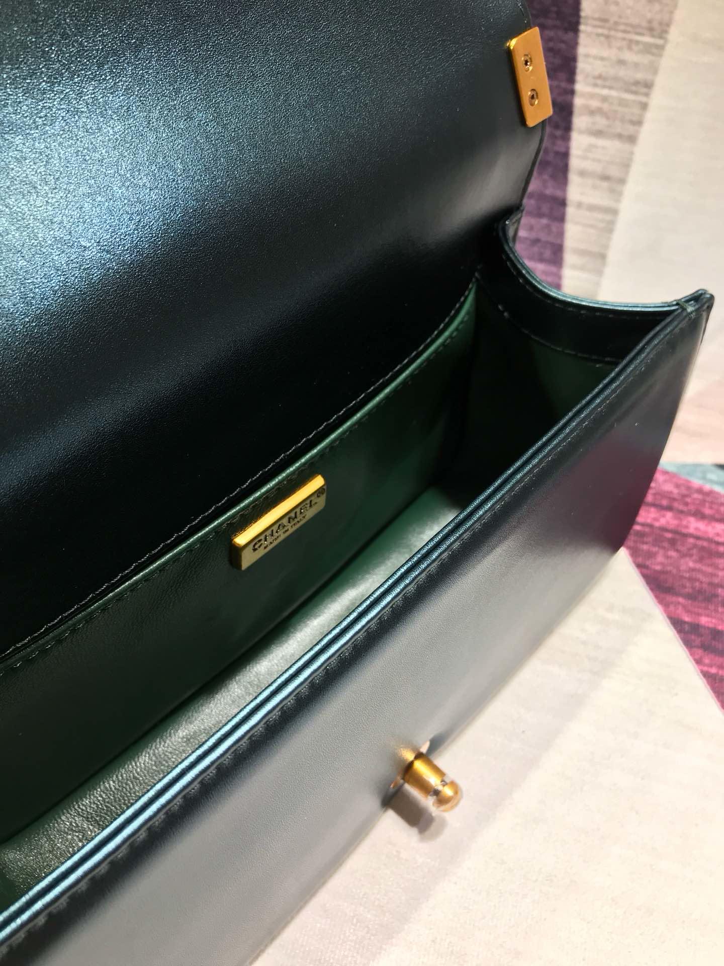 CC original python leather medium boy handbag A94804 green