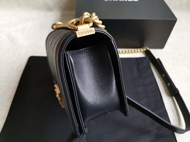 CC original handmade grained calfskin medium boy handbag HA67086 -2 black