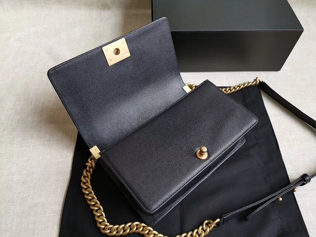 CC original handmade grained calfskin medium boy handbag HA67086 -2 black