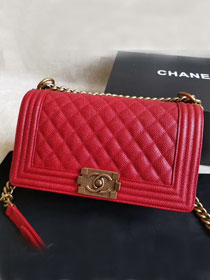 CC original handmade grained calfskin medium boy handbag HA67086 red