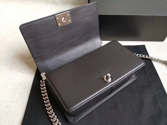 CC original handmade lambskin medium boy handbag HA67086 -2 black(shiny metal)