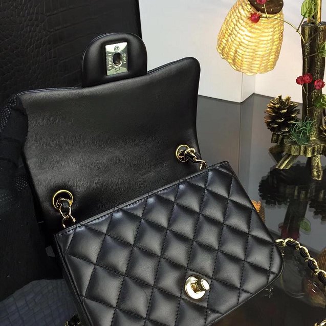 CC original handmade lambskin super mini flap bag HA35200 black