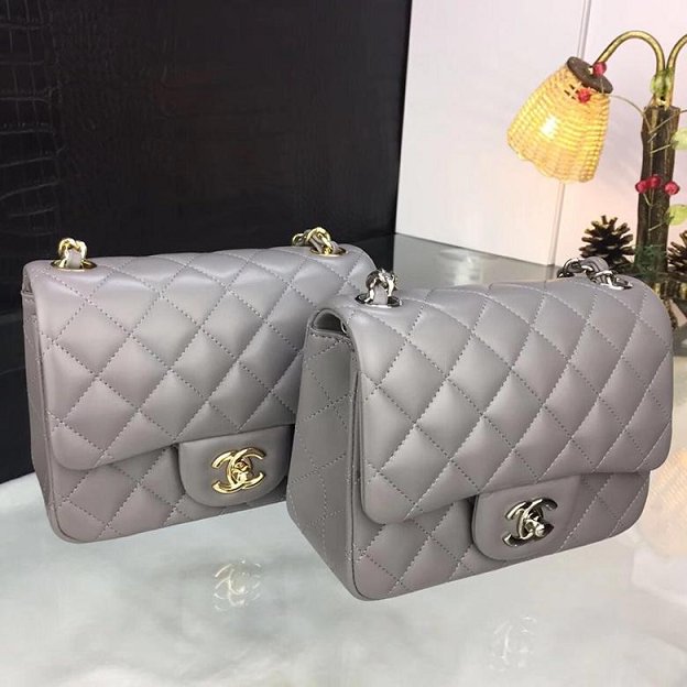 CC original handmade lambskin super mini flap bag HA35200 grey