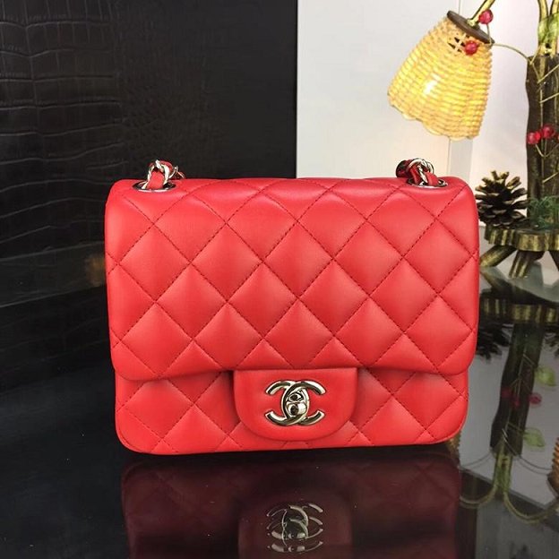 CC original handmade lambskin super mini flap bag HA35200 red