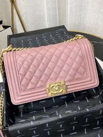 CC original small-grained calfskin medium boy handbag 67086 pink