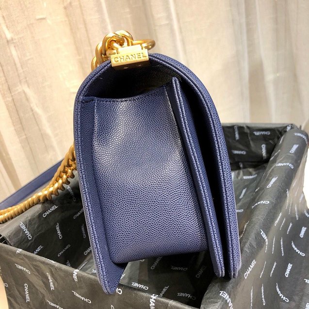 CC original small-grained calfskin medium boy handbag 67086 royal blue
