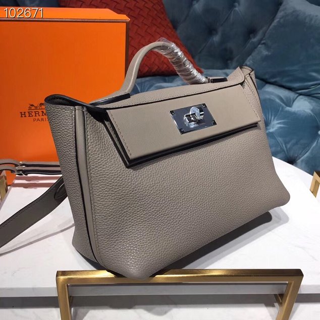 Hermes togo leather small kelly 2424 bag H03698 grey