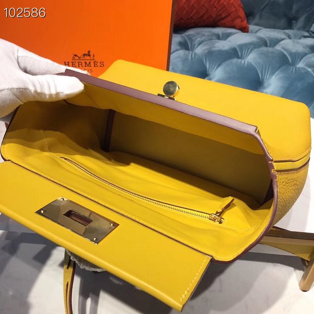 Hermes togo leather small kelly 2424 bag H03698 yellow