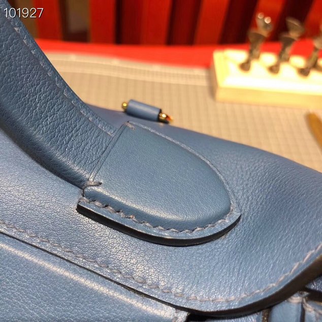Hermes togo leather small kelly 2424 bag H03698 blue