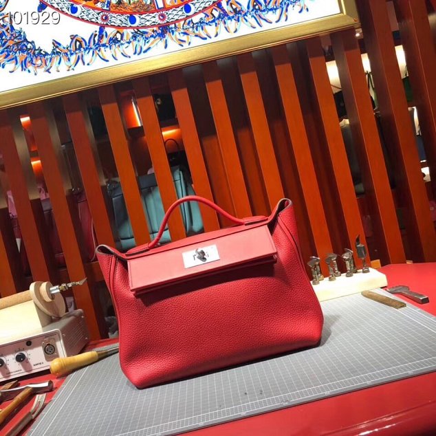 Hermes togo leather small kelly 2424 bag H03698 red