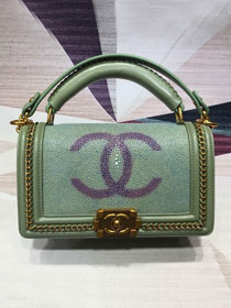 CC original stingray skin boy handbag A94804 army green