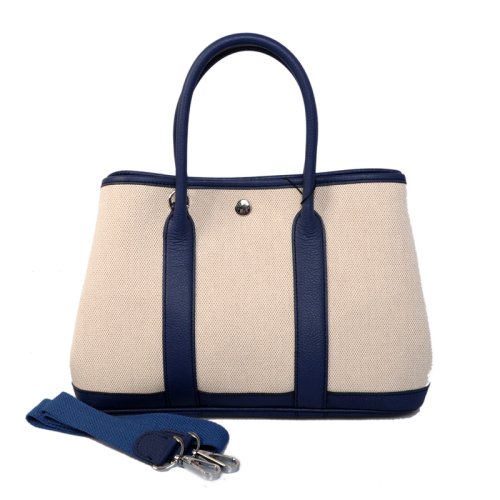 Hermes canvas garden party 30 bag G30 white&navy blue