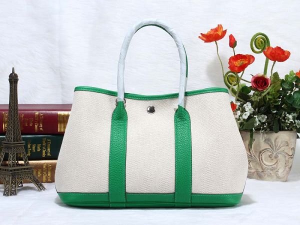 Hermes canvas large garden party 36 bag G36 white&bright green