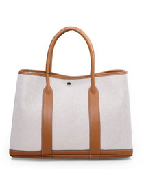 Hermes canvas large garden party 36 bag G36 white&coffee