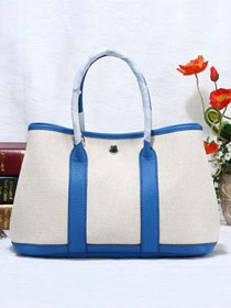 Hermes canvas large garden party 36 bag G36 white&royal blue