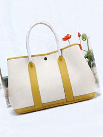 Hermes handmade original canvas garden party 36 bag G36 white&yellow